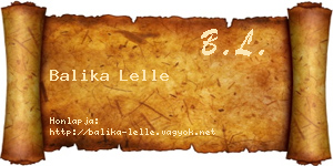 Balika Lelle névjegykártya